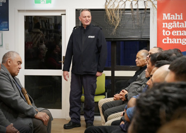 Cyril Belk, Principal Instructor Catering and Laundry at ARWCF, delivering whaikōrero during the pōwhiri at Ngāti Tamaoho Trust.